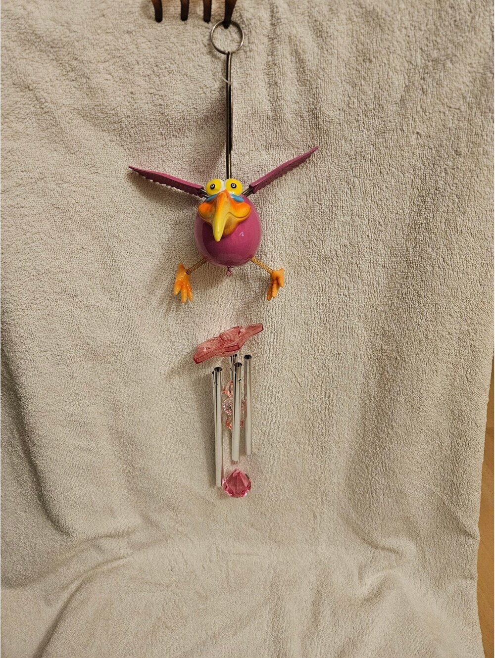 Exhart Windy Wing Song Bird Purple DoDo Hanging Wind Chimes 22in Garden NW